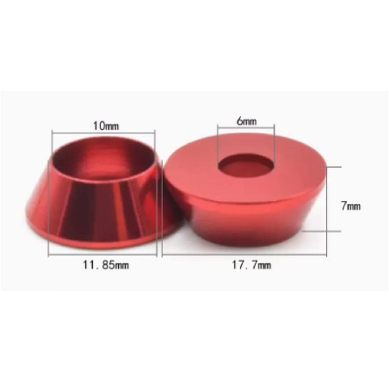 Alextend 20pcs M6 Cone Cup Washers Anodized Aluminum Alloy Screw Gasket Countersunk Washers (Red) - Image 2